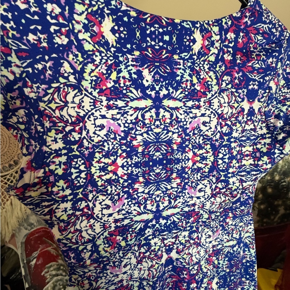 Dress Floral Blue and Pink Women's by Lola Size Medium - Picture 7 of 12